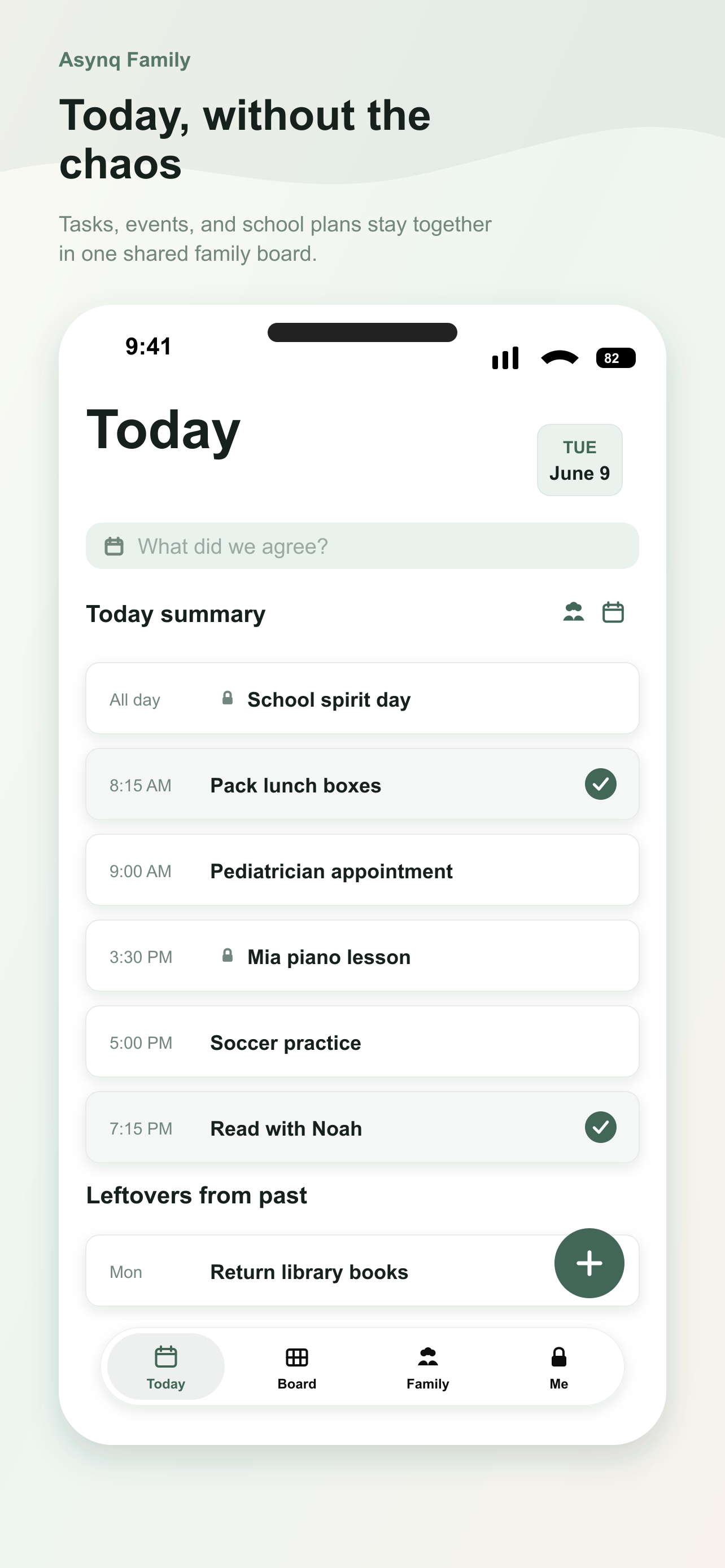 Today family board in Familia