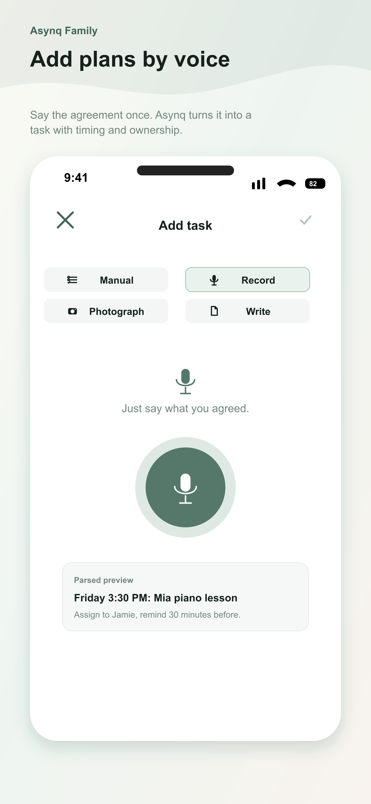 Voice smart capture in Familia