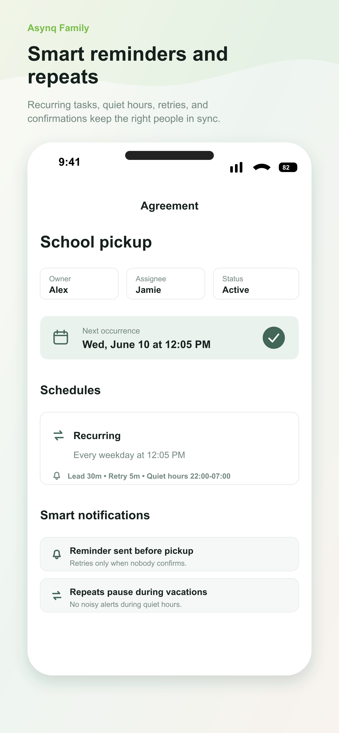 Smart reminders in Familia